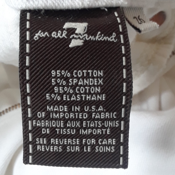 7 For All Mankind, white jeans, size 26 - Picture 3 of 6